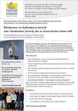 Stellenausschreibung für Rehaberater im Außendienst (m/w/d) oder Handwerker (m/w/d), der es etwas leichter haben will